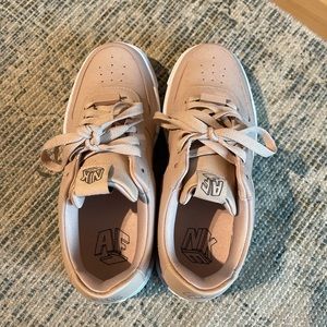 Nike pink beige pixel Air Force ones